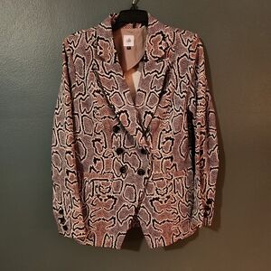 Cabi Snake Skin Print Double Breasted Blazer Size 8